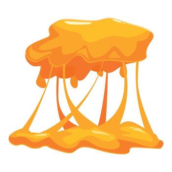 Flowing stretchy golden slime dripping down creating a puddle vector