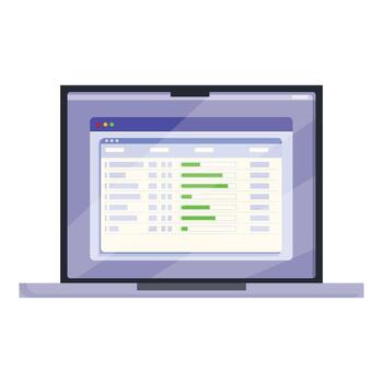 Laptop showing statistical data analysis progress on screen vector