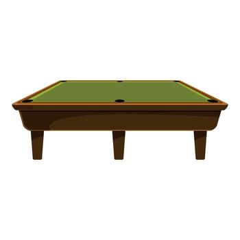 Empty billiard table with green surface and wooden frame standing on white background vector