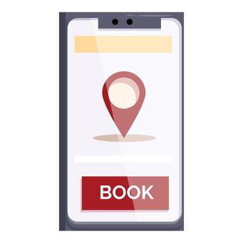 reserva un Servicio en línea utilizando móvil teléfono con ubicación alfiler demostración en pantalla vector
