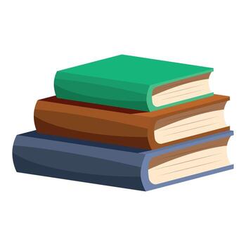 apilar de Tres vistoso libros formando un conocimiento pila vector