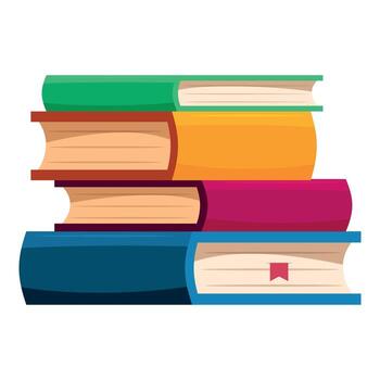 apilar de vistoso libros con marcador alentador leyendo y aprendizaje vector