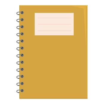 amarillo cuaderno con blanco etiqueta y espiral Unión para notas vector