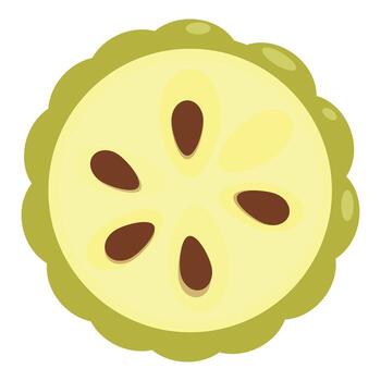 Soursop showing seeds and pulp in cross section vector