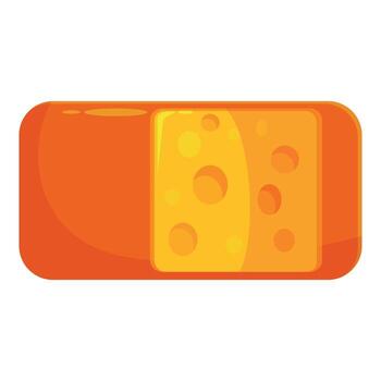 Rectangular piece of cheese with orange rind showing its texture vector