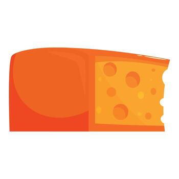 Orange block of cheese with bite missing, dairy product vector