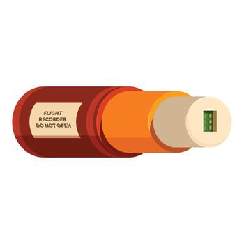 Orange flight recorder showing memory card and do not open label vector