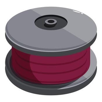 Red filament on a spool for 3d printing fused deposition modeling vector