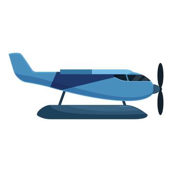 Seaplane floating on water with propeller rotating, ready for takeoff vector