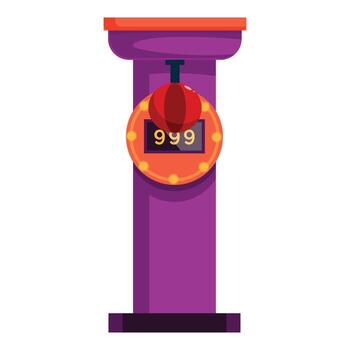 Boxing strength test machine showing high score displaying power punching measurement arcade game vector