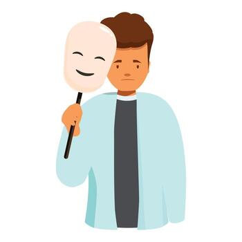 Man with mask and stick on face, isolated on white background vector