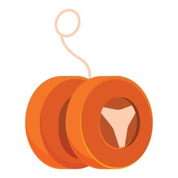 naranja yo yo juguete con cuerda colgando demostración habilidad y divertido vector