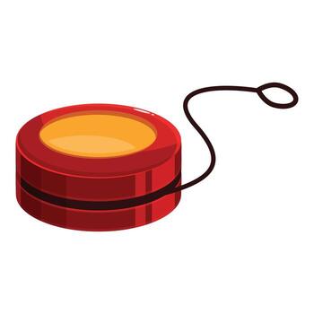 rojo yo yo juguete con amarillo centrar y cuerda colgando abajo vector