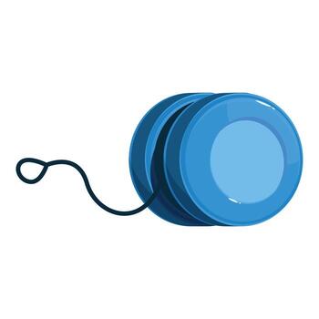 Blue yo yo toy is swaying on a string, playing with classic game vector