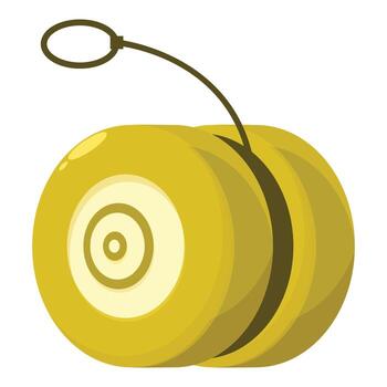 Yellow yo yo toy with string for playing and having fun vector