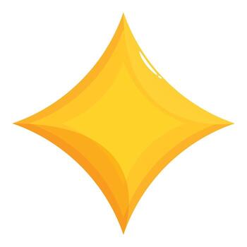 Bright yellow sparkling rotating four pointed star graphic element vector