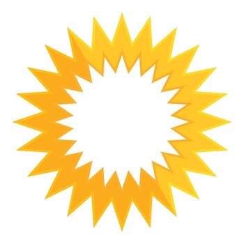 Bright yellow sun shining with sharp rays on white background vector