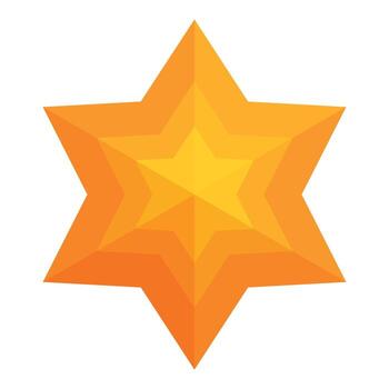Six pointed star showing concentric gradient layers creating 3d effect vector