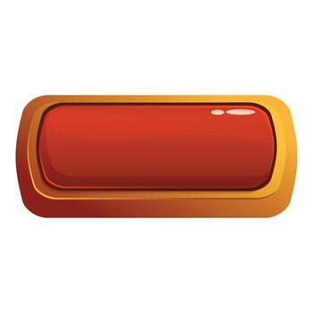 Rectangular red glossy button with golden frame for casual games vector