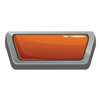Orange glossy rectangular button with stone frame for casual games vector