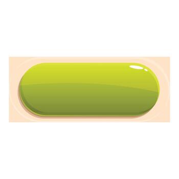 Long green rounded empty button showing glossy surface vector