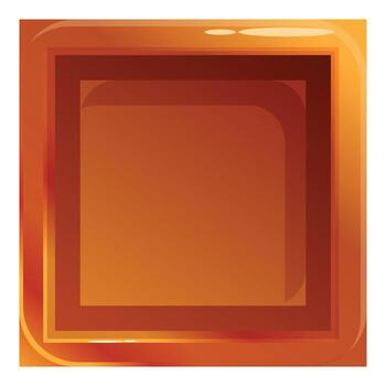 Glossy orange square button creating user interface vector