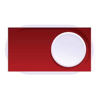 Red toggle switch button in off position, showing control and user interface design vector