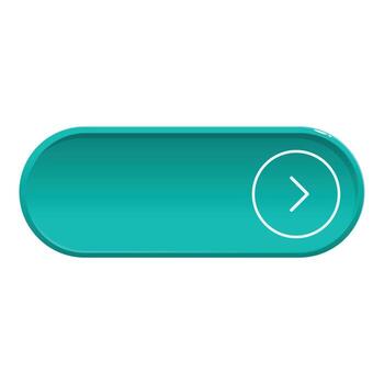 Turquoise rounded rectangle button showing white arrow pointing right vector