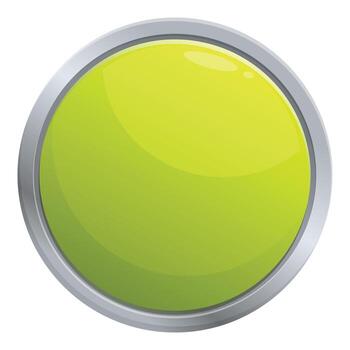 Glossy light green button with metallic frame on white background vector