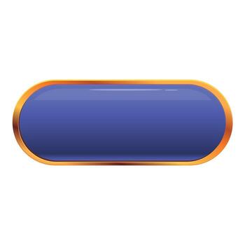 Glossy blue button with golden frame on white background vector