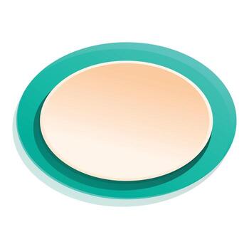 oval botón con ligero naranja centrar y verde azulado frontera creando moderno y minimalista diseño vector