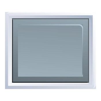 Modern microwave oven with empty screen displaying reflecting light vector