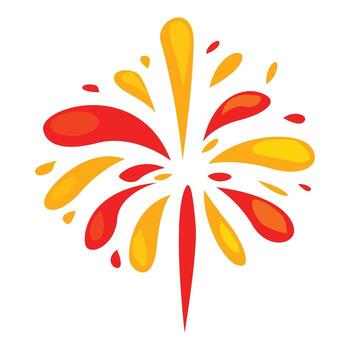 Fireworks exploding in red and yellow splashes on white background vector