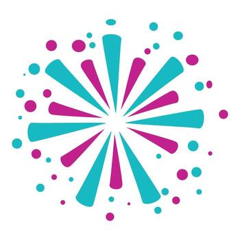 fuegos artificiales explotando con rosado y turquesa luces y bokeh efecto vector