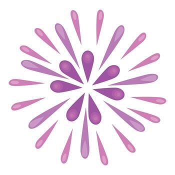 Pink and purple fireworks exploding in a circle shape vector
