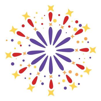 vistoso Fuegos artificiales explotando con estrellas y puntos en blanco antecedentes vector