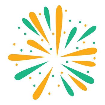 Fireworks exploding with orange and green sparks and stars on white background vector