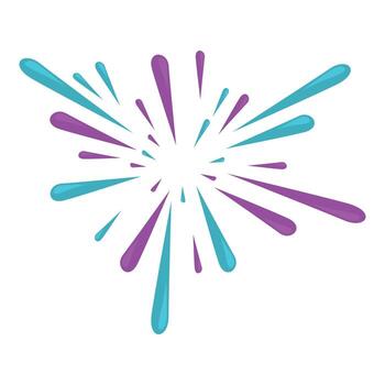 Turquoise and purple fireworks exploding in a starburst pattern vector
