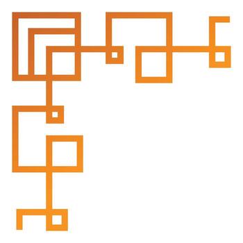 naranja resumen geométrico esquina marco conectando cuadrícula y rectángulos vector