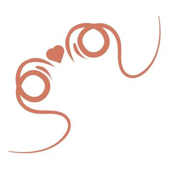 Elegant swirls and heart frame creating negative space vector