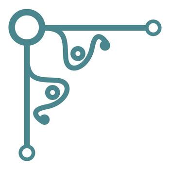 Elegant teal corner design element with circles and swirls vector