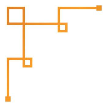 Orange abstract geometric shape connecting lines and squares vector