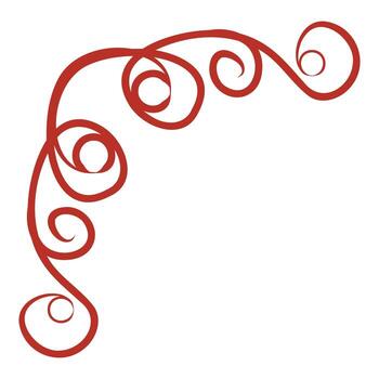Red decorative swirls creating corner design element vector