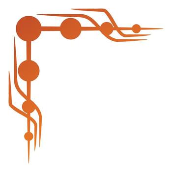 Orange abstract corner design connecting dots and lines vector
