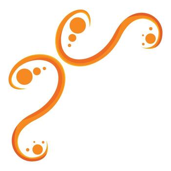 Orange abstract lines and circles creating a dynamic corner design vector