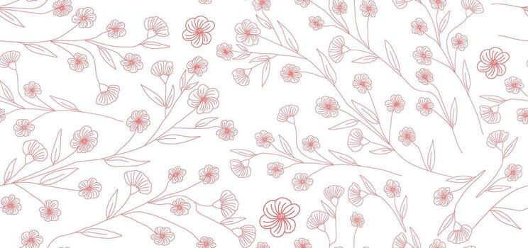 Abstract floral background with line flower hand draw seamless pattern matisse style vector