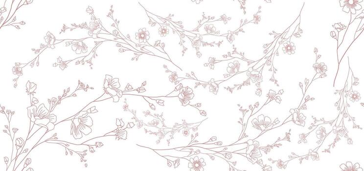 Abstract floral background with line flower hand draw seamless pattern. matisse style vector