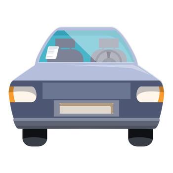 Generic gray car parking front view with empty license plate vector