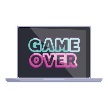 Laptop showing game over screen signaling end of play vector