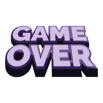 3d game over text showing ending of game vector